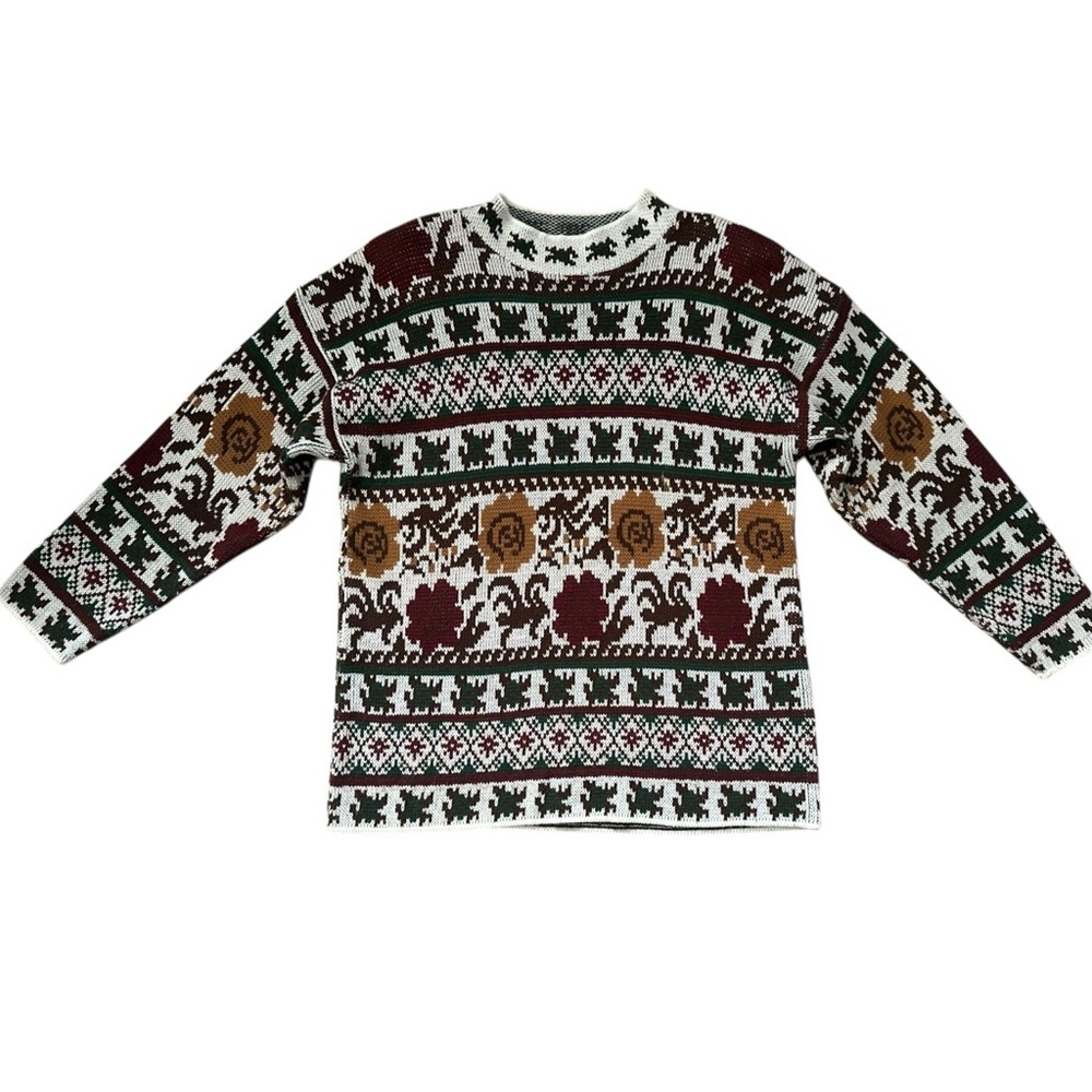 Headliners Vintage Sweater Floral Print Multicolor Size Medium